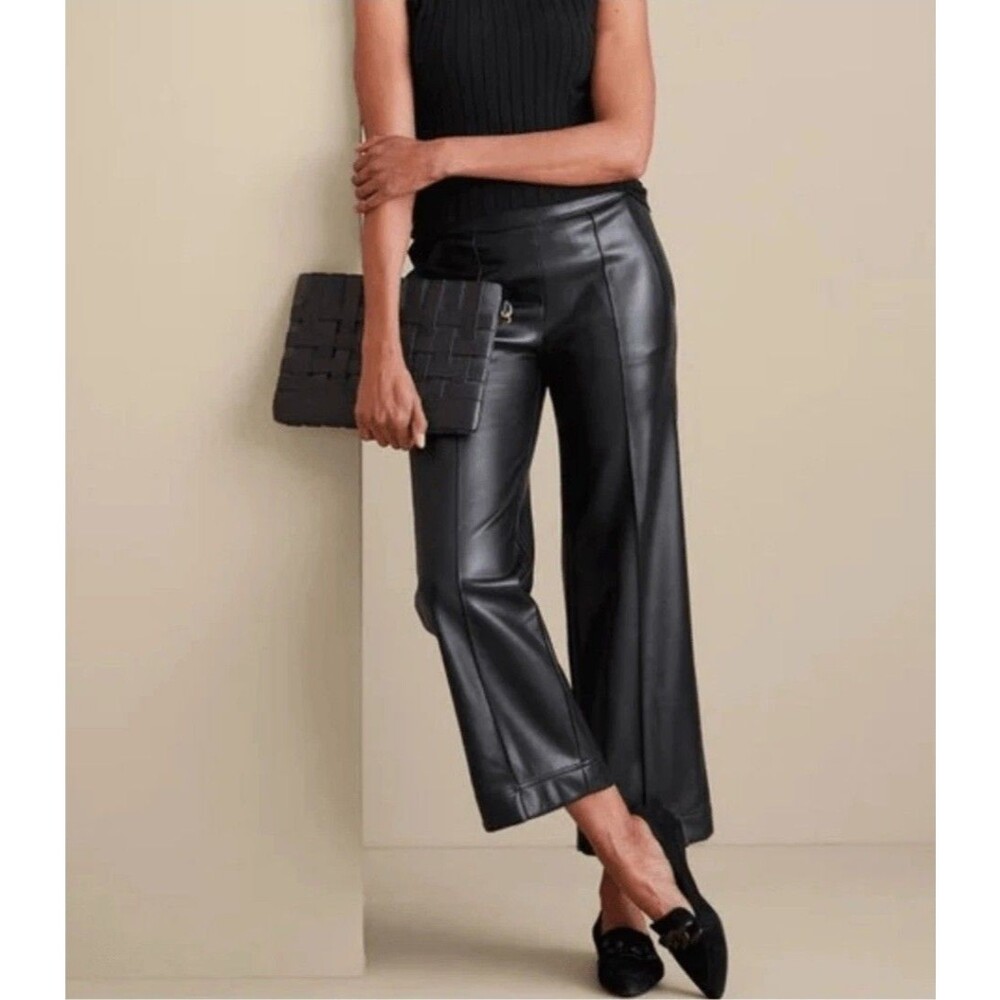 NEW Soft Surroundings Rivka Faux Leather Pants Size 3X Large Wide Leg Cropped